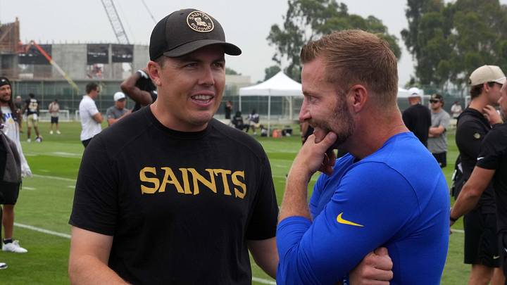 The New Orleans Saints and Los Angeles Rams will hold joint practice sessions against one another for the second straight year, as Saints coach Kellen Moore (left) and Rams coach Sean McVay will get together once again. The New Orleans Saints and Los Angeles Rams will hold joint practice sessions against one another for the second straight year, as Saints coach Kellen Moore (left) and Rams coach Sean McVay will get together once again.