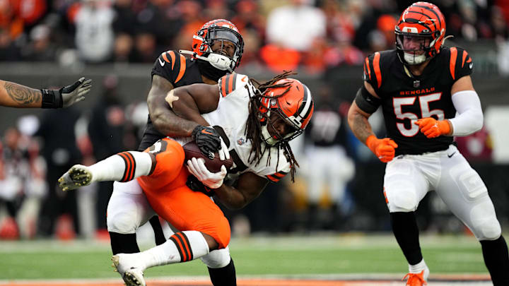 Dec 11, 2022; Cincinnati, Ohio, USA; Cincinnati Bengals linebacker Germaine Pratt (57) tackles