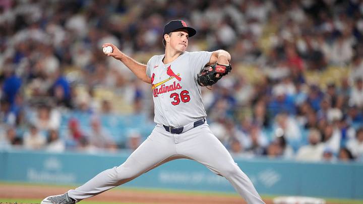 Sep 1, 2026; Los Angeles, California, USA; St. Louis Cardinals pitcher Michael McGreevy (36) pitches during the fifth inning against the Los Angeles Dodgers at Dodger Stadium. Mandatory Credit: Kirby Lee-Imagn Images Sep 1, 2026; Los Angeles, California, USA; St. Louis Cardinals pitcher Michael McGreevy (36) pitches during the fifth inning against the Los Angeles Dodgers at Dodger Stadium. Mandatory Credit: Kirby Lee-Imagn Images