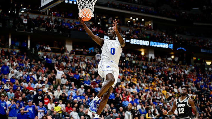 BYU's Mawot Mag lays the ball up against VCU.