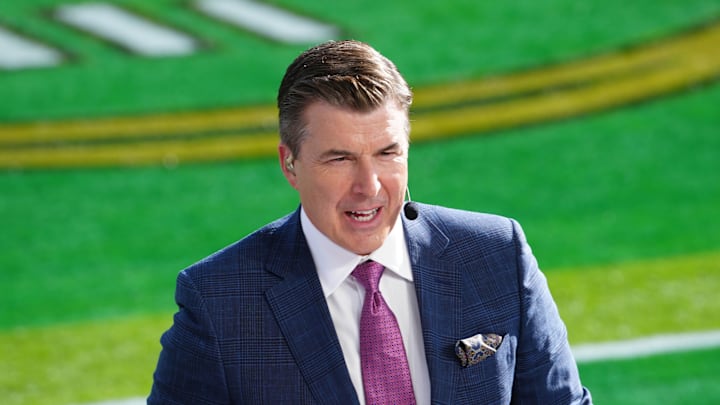 Jan 1, 2025; Pasadena, California, USA; Rece Davis on the ESPN Gameday set at Rose Bowl Stadium. Mandatory Credit: Kirby Lee-Imagn Images