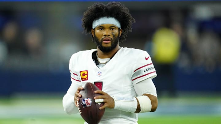 Dec 28, 2024; Inglewood, California, USA; Arizona Cardinals quarterback Kyler Murray (1) looks on against the Los Angeles Rams in the second half at SoFi Stadium. Mandatory Credit: Kirby Lee-Imagn Images Dec 28, 2024; Inglewood, California, USA; Arizona Cardinals quarterback Kyler Murray (1) looks on against the Los Angeles Rams in the second half at SoFi Stadium. Mandatory Credit: Kirby Lee-Imagn Images