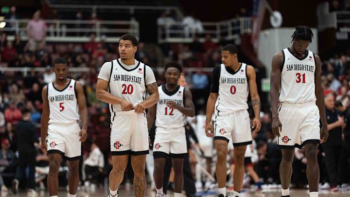 Nov 15, 2022; Stanford, California, USA;  San Diego State Aztecs guard Lamont Butler (5) ,  guard
