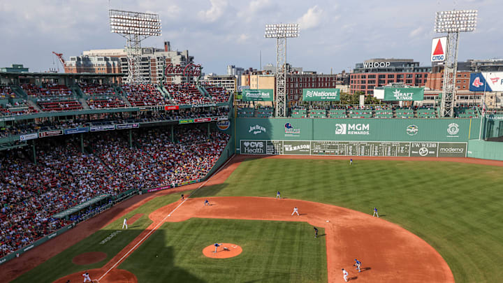 Sep 18, 2022; Boston, Massachusetts, USA; A general view of Fenway Park during a game between the Kansas City Royals and the Boston Red Sox. Mandatory Credit: Paul Rutherford-Imagn Images