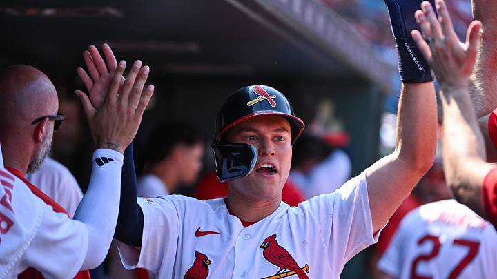 Aug 9, 2026; St. Louis, Missouri, USA; St. Louis Cardinals second baseman JJ Wetherholt (26) is congratulated by teammates after hitting a go-ahead two run double against the Colorado Rockies during the eighth inning at Busch Stadium. Mandatory Credit: Jeff Curry-Imagn Images Aug 9, 2026; St. Louis, Missouri, USA; St. Louis Cardinals second baseman JJ Wetherholt (26) is congratulated by teammates after hitting a go-ahead two run double against the Colorado Rockies during the eighth inning at Busch Stadium. Mandatory Credit: Jeff Curry-Imagn Images