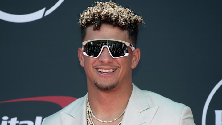 Jul 12, 2023; Los Angeles, CA, USA; Kansas City Chiefs quarterback Patrick Mahomes arrives on the