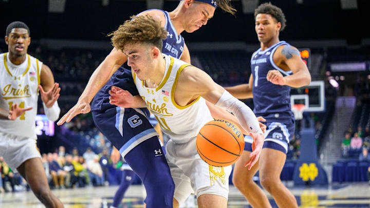 Dec 19, 2023; South Bend, Indiana, USA; Notre Dame Fighting Irish guard Braeden Shrewsberry (11)
