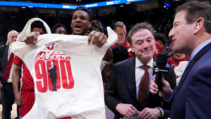St. John's v Xavier; St. John's basketball center Zuby Ejiofor and head coach Rick Pitino