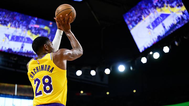 Mar 14, 2026; Los Angeles, California, USA; Los Angeles Lakers forward Rui Hachimura (28) shoots during the first half against the Denver Nuggets at Crypto.com Arena. Mandatory Credit: William Liang-Imagn Images Mar 14, 2026; Los Angeles, California, USA; Los Angeles Lakers forward Rui Hachimura (28) shoots during the first half against the Denver Nuggets at Crypto.com Arena. Mandatory Credit: William Liang-Imagn Images