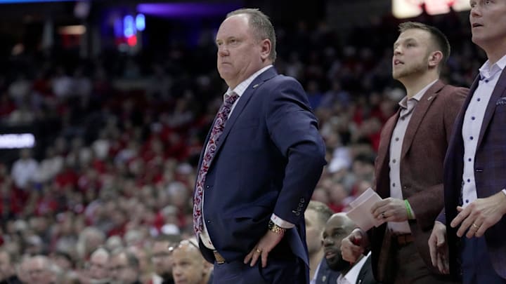 Wisconsin head coach Greg Gard is shown during the first half of their game against UCLA Tuesday, January 6, 2026 at the Kohl Center in Madison, Wisconsin.