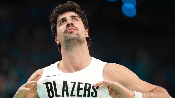 Apr 19, 2026; San Antonio, Texas, USA; Portland Trail Blazers forward Deni Avdija (8) stretches his jersey before game one of the first round of the 2026 NBA Playoffs against the San Antonio Spurs at Frost Bank Center. Mandatory Credit: Scott Wachter-Imagn Images Apr 19, 2026; San Antonio, Texas, USA; Portland Trail Blazers forward Deni Avdija (8) stretches his jersey before game one of the first round of the 2026 NBA Playoffs against the San Antonio Spurs at Frost Bank Center. Mandatory Credit: Scott Wachter-Imagn Images