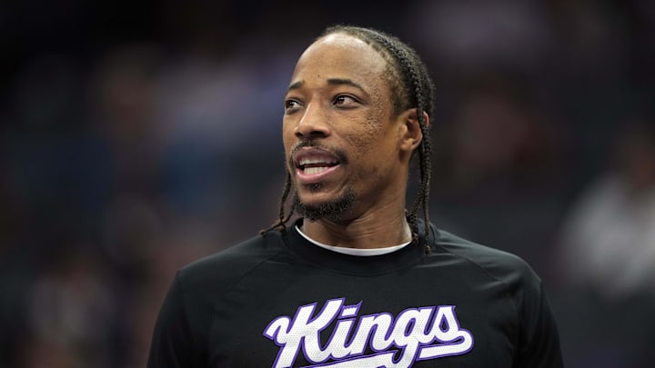 Apr 5, 2026; Sacramento, California, USA; Sacramento Kings guard DeMar DeRozan (10) before the game against the LA Clippers at Golden 1 Center.