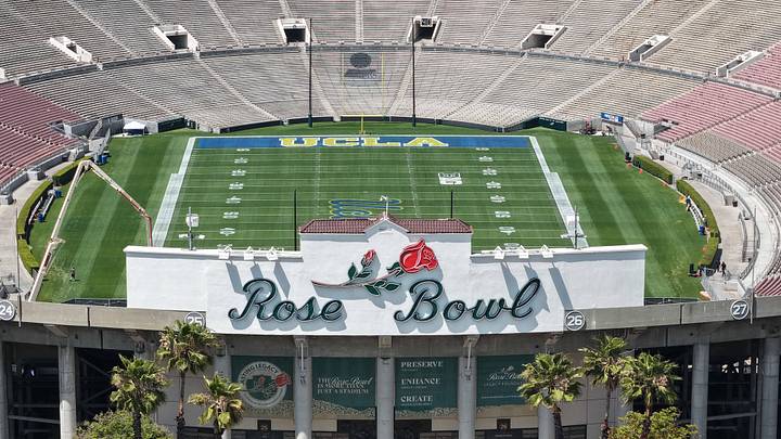 May 2, 2026; Pasadena, CA, USA; A general overall aerali view of the Rose Bowl. Mandatory Credit: Kirby Lee-Imagn Images