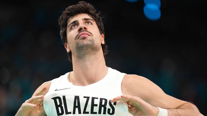 Apr 19, 2026; San Antonio, Texas, USA; Portland Trail Blazers forward Deni Avdija (8) stretches his jersey before game one of the first round of the 2026 NBA Playoffs against the San Antonio Spurs at Frost Bank Center. Mandatory Credit: Scott Wachter-Imagn Images Apr 19, 2026; San Antonio, Texas, USA; Portland Trail Blazers forward Deni Avdija (8) stretches his jersey before game one of the first round of the 2026 NBA Playoffs against the San Antonio Spurs at Frost Bank Center. Mandatory Credit: Scott Wachter-Imagn Images