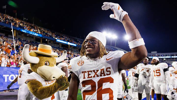 Texas Longhorns linebacker Ty'Anthony Smith celebrates after the game against the Kentucky Wildcats Texas Longhorns linebacker Ty'Anthony Smith celebrates after the game against the Kentucky Wildcats