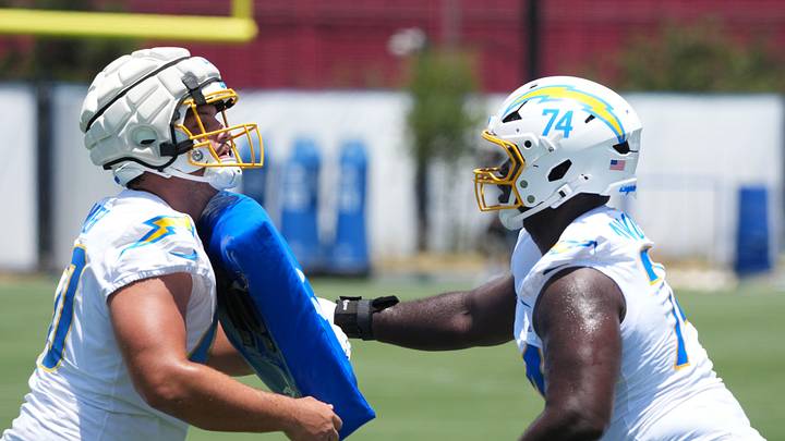 Los Angeles Chargers guard Kayode Awosika.