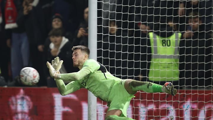 Josh Keeley makes the all important penalty save against Derby County
