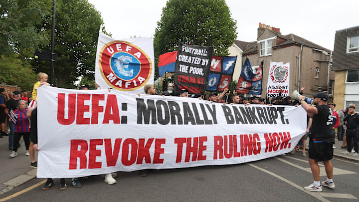 Crystal Palace Fans Protest Against UEFA Decision to Demote The Club From Europa League To The