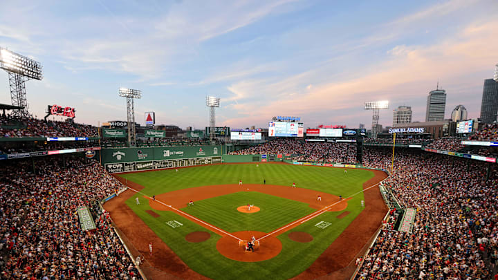 Jul 2, 2025; Boston, Massachusetts, USA; A general view of Fenway Park during a game between the Cincinnati Reds and the Boston Red Sox. Mandatory Credit: Paul Rutherford-Imagn Images