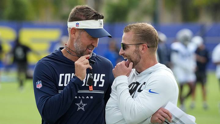Dallas Cowboys head coach Brian Schottenheimer (left) and Los Angeles Rams head coach Sean McVay Dallas Cowboys head coach Brian Schottenheimer (left) and Los Angeles Rams head coach Sean McVay