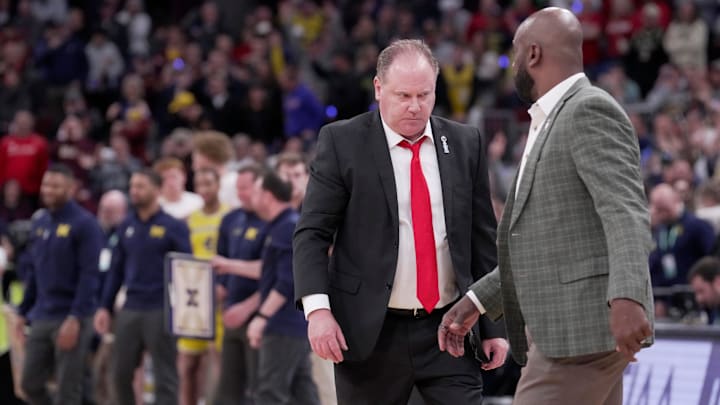 Wisconsin head coach Greg Gard is shown after their semifinal game in the Big Ten tournament Saturday, March 14, 2026 at the United Center in Chicago, Illinois. Michigan beat Wisconsin 68-65. Wisconsin head coach Greg Gard is shown after their semifinal game in the Big Ten tournament Saturday, March 14, 2026 at the United Center in Chicago, Illinois. Michigan beat Wisconsin 68-65.