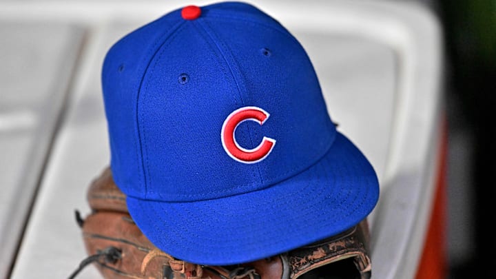 Chicago Cubs baseball hat and glove