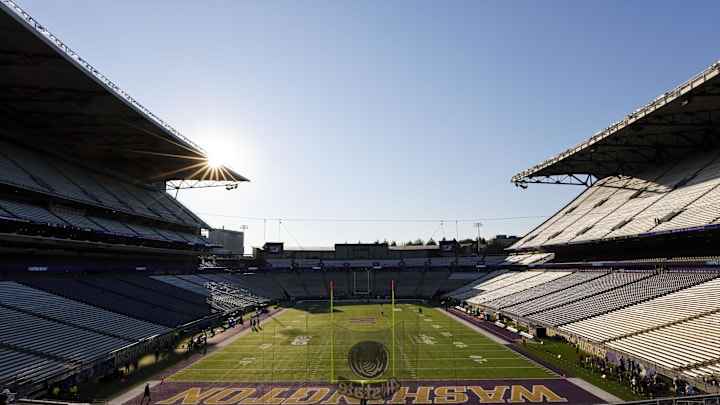 Aug 31, 2024; Seattle, Washington, USA; General view of  Alaska Airlines Field at Husky Stadium before a game between the Weber State Wildcats and Washington Huskies. Mandatory Credit: Joe Nicholson-USA TODAY Sports