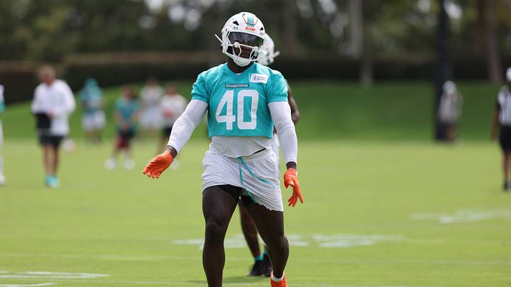 Miami Dolphins linebacker Willie Gay Jr. (40) doing drills at minicamp at the Baptist Health Training Complex. Miami Dolphins linebacker Willie Gay Jr. (40) doing drills at minicamp at the Baptist Health Training Complex.