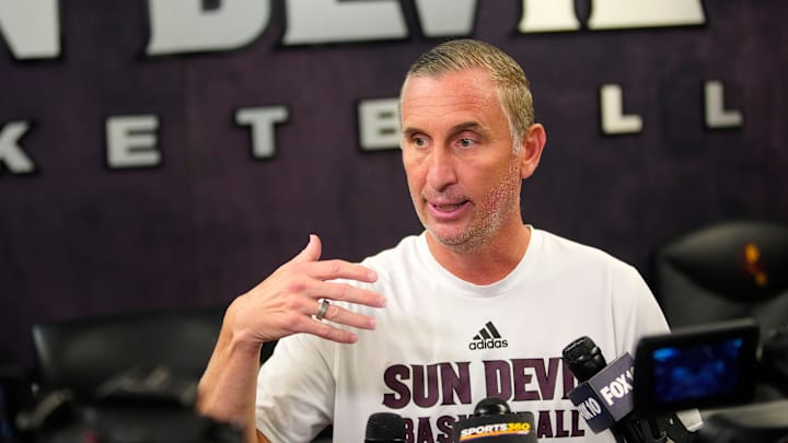 ASU head coach Bobby Hurley speaks to the press at Weatherup Center in Tempe, Ariz. on June 4, 2025. ASU head coach Bobby Hurley speaks to the press at Weatherup Center in Tempe, Ariz. on June 4, 2025.