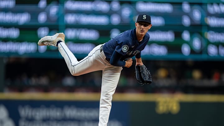 Seattle Mariners starter George Kirby (68) delivers a pitch against the San Diego Padres at T-Mobile Park in 2024. Seattle Mariners starter George Kirby (68) delivers a pitch against the San Diego Padres at T-Mobile Park in 2024.