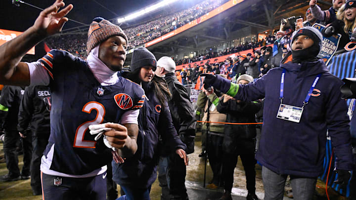 Jan 10, 2026; Chicago, IL, USA; Chicago Bears wide receiver DJ Moore (2) leaves the field following a game against the Green Bay Packers in an NFC Wild Card Round game at Soldier Field. Mandatory Credit: Matt Marton-Imagn Images Jan 10, 2026; Chicago, IL, USA; Chicago Bears wide receiver DJ Moore (2) leaves the field following a game against the Green Bay Packers in an NFC Wild Card Round game at Soldier Field. Mandatory Credit: Matt Marton-Imagn Images