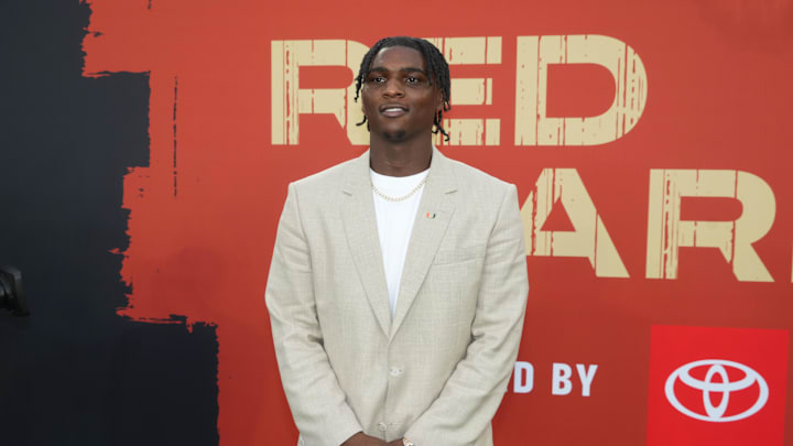 Apr 24, 2025; Green Bay, WI, USA; Miami Hurricanes quarterback Cameron Ward on the red carpet before the 2025 NFL Draft at Lambeau Field. Mandatory Credit: Kirby Lee-Imagn Images Apr 24, 2025; Green Bay, WI, USA; Miami Hurricanes quarterback Cameron Ward on the red carpet before the 2025 NFL Draft at Lambeau Field. Mandatory Credit: Kirby Lee-Imagn Images