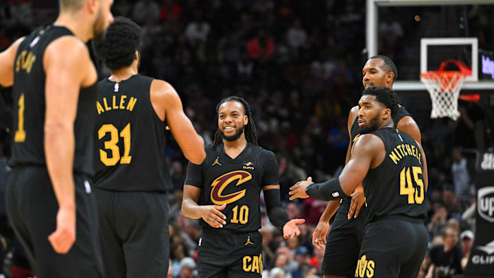 Darius Garland, Jarrett Allen, Donovan Mitchell, Cleveland Cavaliers