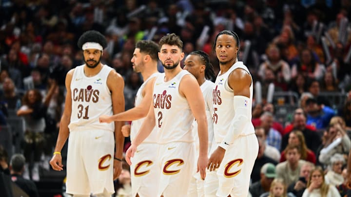 Isaac Okoro, Darius Garland, Jarrett Allen, Ty Jerome, Georges Niang Cleveland Cavaliers