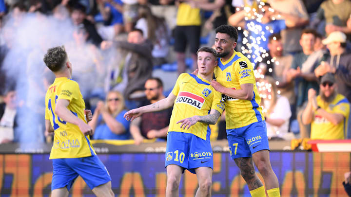 Alfie Devine celebrates for Westerlo 