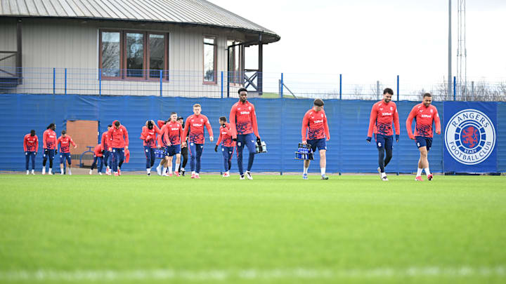 Training session for Rangers FC at The Rangers Training Centre in Auchenhowie.