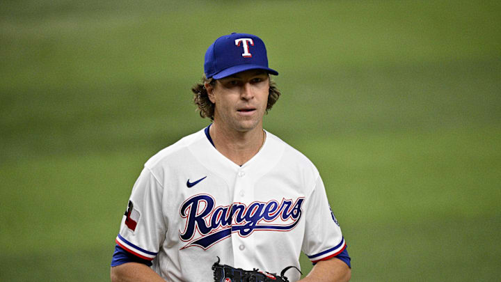 Apr 6, 2026; Arlington, Texas, USA; Texas Rangers starting pitcher Jacob Degrom (48) comes off the field after he pitches against the Seattle Mariners during the fourth inning at Globe Life Field. Mandatory Credit: Jerome Miron-Imagn Images Apr 6, 2026; Arlington, Texas, USA; Texas Rangers starting pitcher Jacob Degrom (48) comes off the field after he pitches against the Seattle Mariners during the fourth inning at Globe Life Field. Mandatory Credit: Jerome Miron-Imagn Images