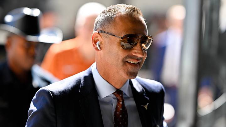 Oct 11, 2025; Dallas, Texas, USA; Texas Longhorns head coach Steve Sarkisian arrives at the stadium before the game against the Oklahoma Sooners at Cotton Bowl. Mandatory Credit: Jerome Miron-Imagn Images