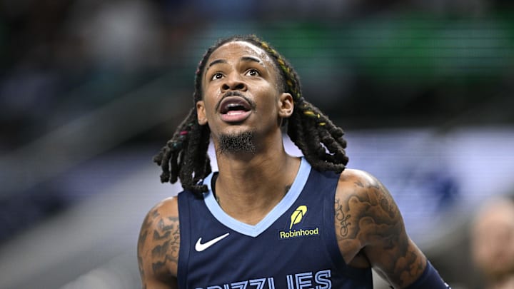 Memphis Grizzlies guard Ja Morant (12) against the Dallas Mavericks at American Airlines Center.