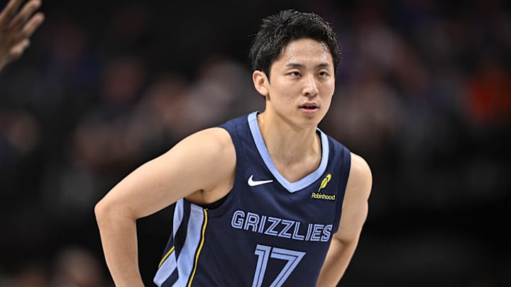 Memphis Grizzlies guard Yuki Kawamura (17) against the Dallas Mavericks at American Airlines Center. 