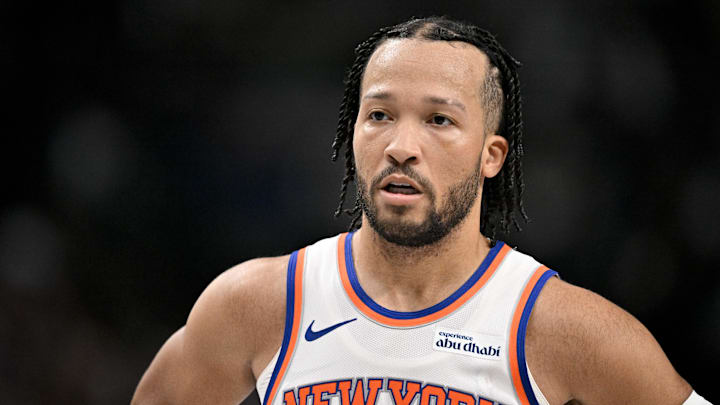 Nov 19, 2025; Dallas, Texas, USA; New York Knicks guard Jalen Brunson (11) looks on during the second quarter against the Dallas Mavericks at the American Airlines Center. Mandatory Credit: Jerome Miron-Imagn Images Nov 19, 2025; Dallas, Texas, USA; New York Knicks guard Jalen Brunson (11) looks on during the second quarter against the Dallas Mavericks at the American Airlines Center. Mandatory Credit: Jerome Miron-Imagn Images