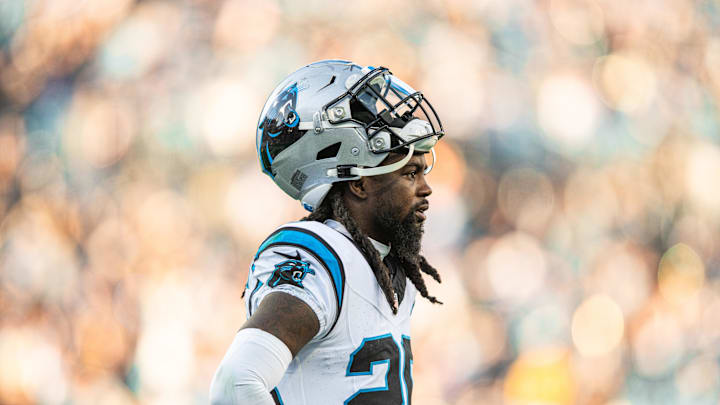 Dec 31, 2023; Jacksonville, Florida, USA; Carolina Panthers cornerback Donte Jackson (26) waits during the timeout against the Jacksonville Jaguars in the fourth quarter at EverBank Stadium. Mandatory Credit: Jeremy Reper-Imagn Images Dec 31, 2023; Jacksonville, Florida, USA; Carolina Panthers cornerback Donte Jackson (26) waits during the timeout against the Jacksonville Jaguars in the fourth quarter at EverBank Stadium. Mandatory Credit: Jeremy Reper-Imagn Images