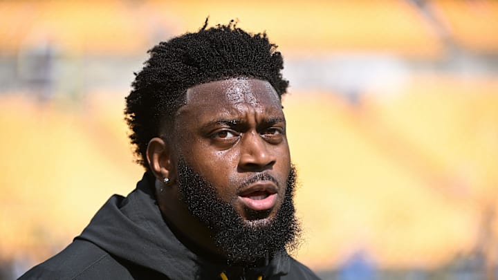 Sep 22, 2024; Pittsburgh, Pennsylvania, USA; Pittsburgh Steelers linebacker Patrick Queen (6) works out before a game against the Los Angeles Chargers at Acrisure Stadium. Mandatory Credit: Barry Reeger-Imagn Images