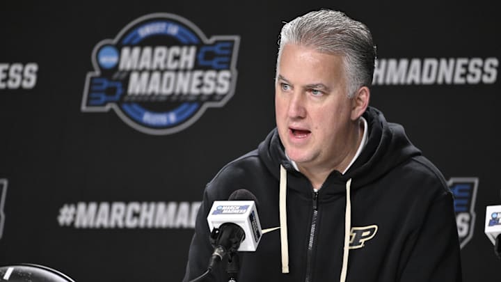 Purdue Boilermakers head coach Matt Painter addresses the media.