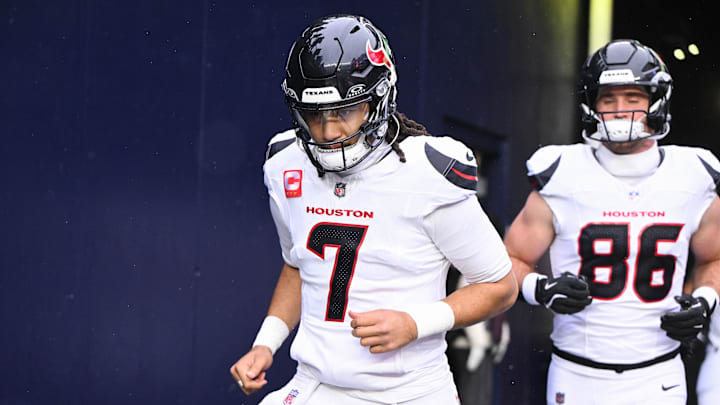 Jan 18, 2026; Foxborough, MA, USA; Houston Texans quarterback C.J. Stroud (7) enters the field before an AFC Divisional Round game against the New England Patriots at Gillette Stadium. Mandatory Credit: Brian Fluharty-Imagn Images Jan 18, 2026; Foxborough, MA, USA; Houston Texans quarterback C.J. Stroud (7) enters the field before an AFC Divisional Round game against the New England Patriots at Gillette Stadium. Mandatory Credit: Brian Fluharty-Imagn Images
