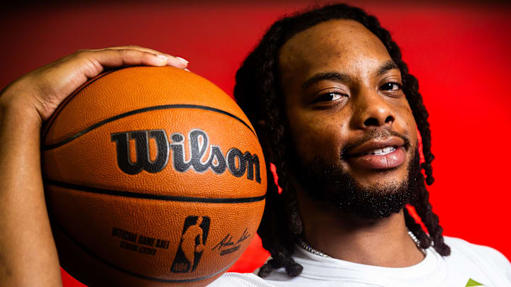 Sep 29, 2025; Cleveland, OH, USA; Cleveland Cavaliers guard Darius Garland (10) during media day at Rocket Arena. Mandatory Credit: Ken Blaze-Imagn Images Sep 29, 2025; Cleveland, OH, USA; Cleveland Cavaliers guard Darius Garland (10) during media day at Rocket Arena. Mandatory Credit: Ken Blaze-Imagn Images