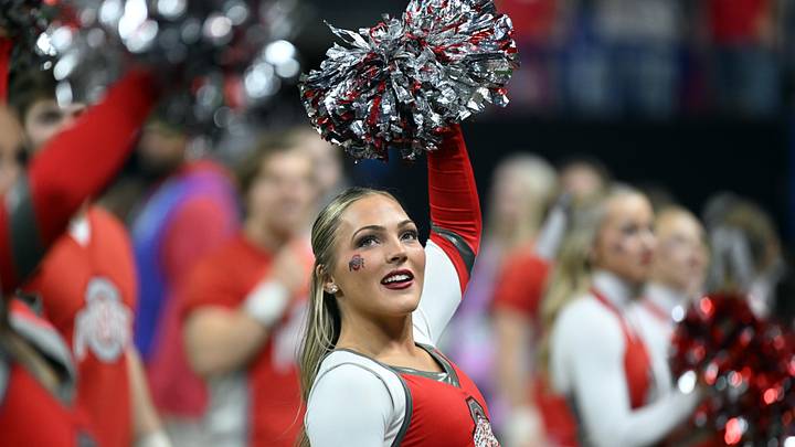 An Ohio State Buckeyes cheerleader performs in the third quarter. An Ohio State Buckeyes cheerleader performs in the third quarter.