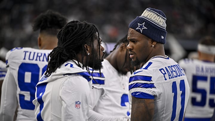 Dallas Cowboys cornerback Trevon Diggs and defensive end Micah Parsons during the game between the Dallas Cowboys and the Baltimore Ravens