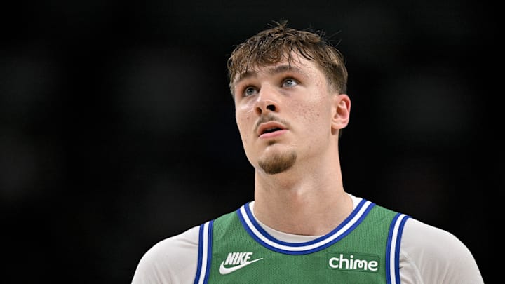 Oct 26, 2025; Dallas, Texas, USA; Dallas Mavericks forward Cooper Flagg (32) looks on during the second half against the Toronto Raptors at the American Airlines Center. Mandatory Credit: Jerome Miron-Imagn Images Oct 26, 2025; Dallas, Texas, USA; Dallas Mavericks forward Cooper Flagg (32) looks on during the second half against the Toronto Raptors at the American Airlines Center. Mandatory Credit: Jerome Miron-Imagn Images