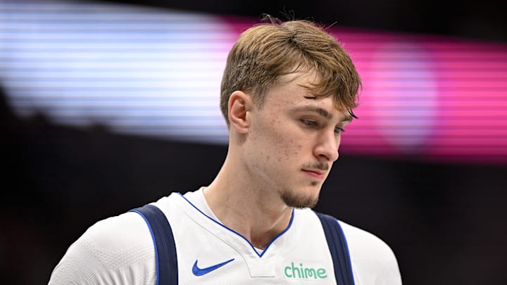 Oct 29, 2025; Dallas, Texas, USA; Dallas Mavericks forward Cooper Flagg (32) looks on during the first quarter against the Indiana Pacers at the American Airlines Center. Mandatory Credit: Jerome Miron-Imagn Images Oct 29, 2025; Dallas, Texas, USA; Dallas Mavericks forward Cooper Flagg (32) looks on during the first quarter against the Indiana Pacers at the American Airlines Center. Mandatory Credit: Jerome Miron-Imagn Images